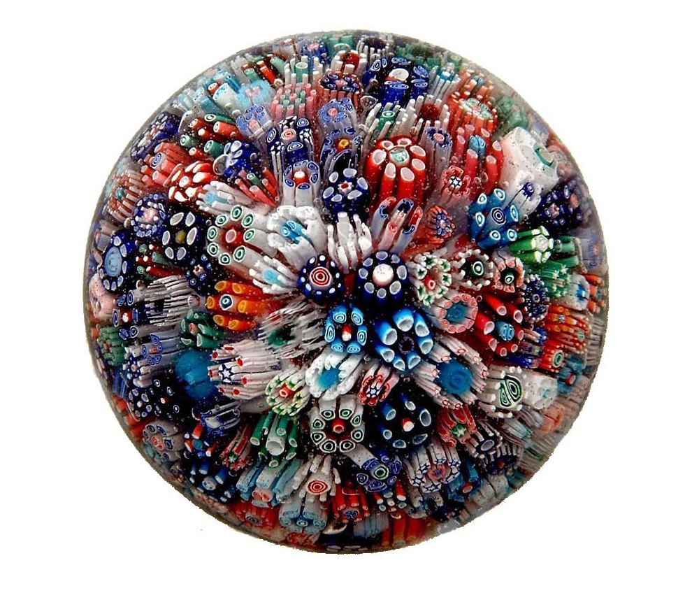 Glas Briefbeschwerer Millefiori - Bunte Glas Kugel 8cm Deko