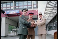 Fotografie: Schließung des Allied Checkpoint Bravo in Berlin-Zehlendorf
