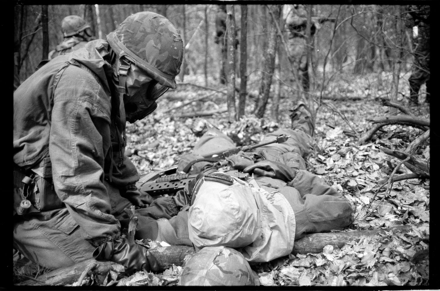 s/w-Fotografie: ARTEP Truppenübung der U.S. Army Berlin Brigade im Berliner Grunewald