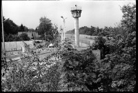 S/w-Fotografie: Berliner Mauer, Grenzstreifen An der Stammbahn in Kleinmachnow