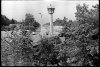 S/w-Fotografie: Berliner Mauer, Grenzstreifen An der Stammbahn in Kleinmachnow