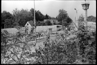 S/w-Fotografie: Berliner Mauer, Grenzstreifen An der Stammbahn in Kleinmachnow