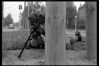 S/w-Fotografie: Interalliierte Geländeübung im Französischen Sektor in West-Berlin