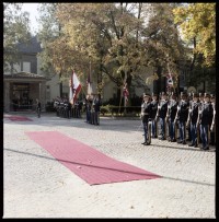Fotografie: Antrittsbesuch von Major General Bernard Gordon Lennox, britischer Stadtkommandant, in den Lucius D. Clay Headquarters in Berlin-Dahlem