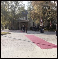 Fotografie: Antrittsbesuch von Major General Bernard Gordon Lennox, britischer Stadtkommandant, in den Lucius D. Clay Headquarters in Berlin-Dahlem