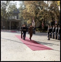 Fotografie: Antrittsbesuch von Major General Bernard Gordon Lennox, britischer Stadtkommandant, in den Lucius D. Clay Headquarters in Berlin-Dahlem