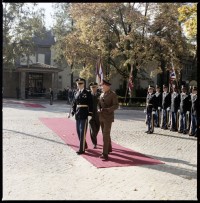 Fotografie: Antrittsbesuch von Major General Bernard Gordon Lennox, britischer Stadtkommandant, in den Lucius D. Clay Headquarters in Berlin-Dahlem