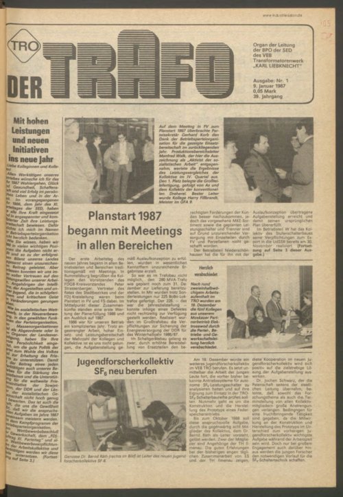 'Der Trafo, Organ der Leitung der BPO der SED des Transformatorenwerkes ...