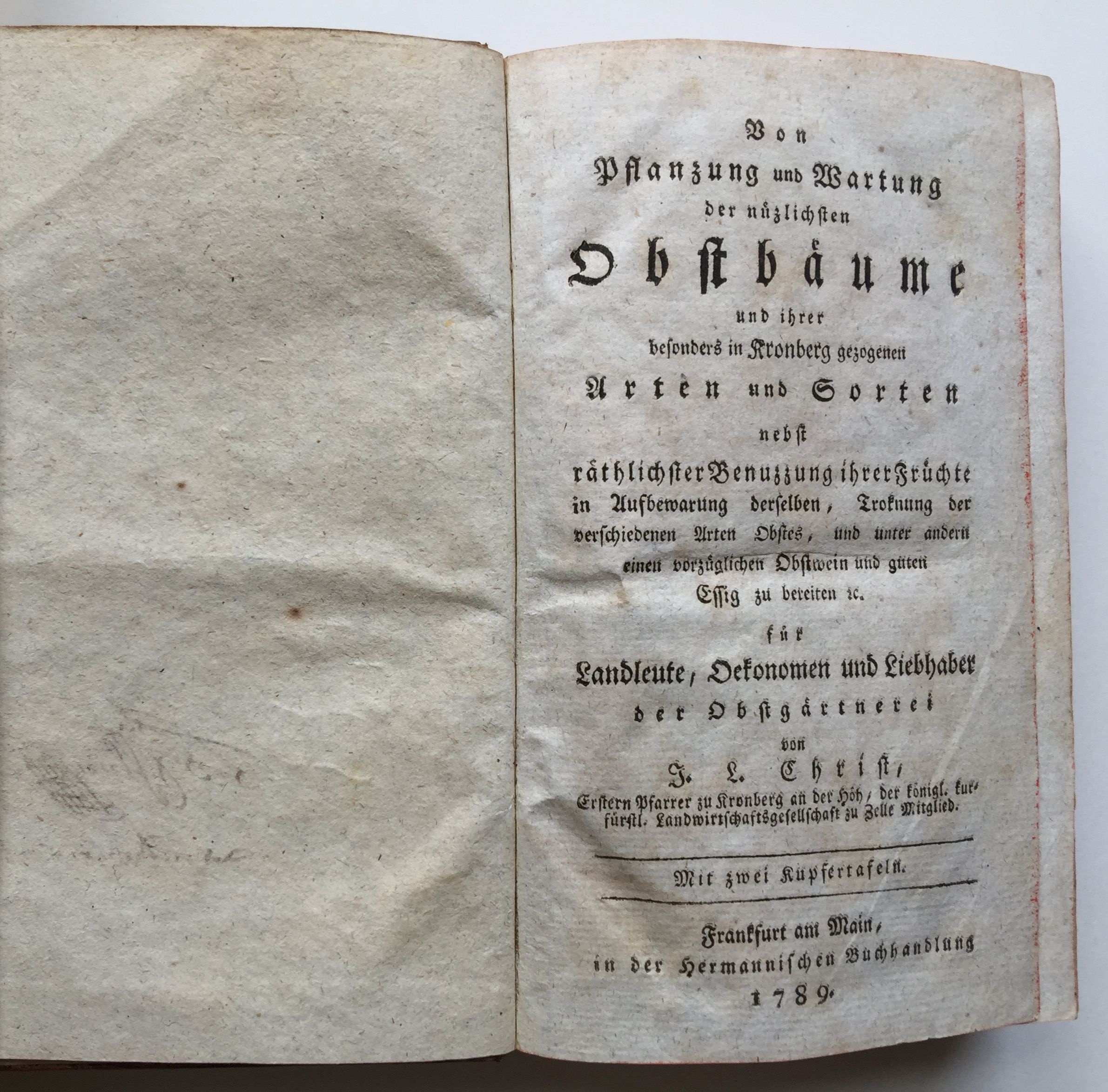 Johann Ludwig Christ, Von Pflanzung und Wartung der nützlichsten Obstbäume, 1789 (Taunus-Rhein-Main - Regionalgeschichtliche Sammlung Dr. Stefan Naas CC BY-NC-SA)
