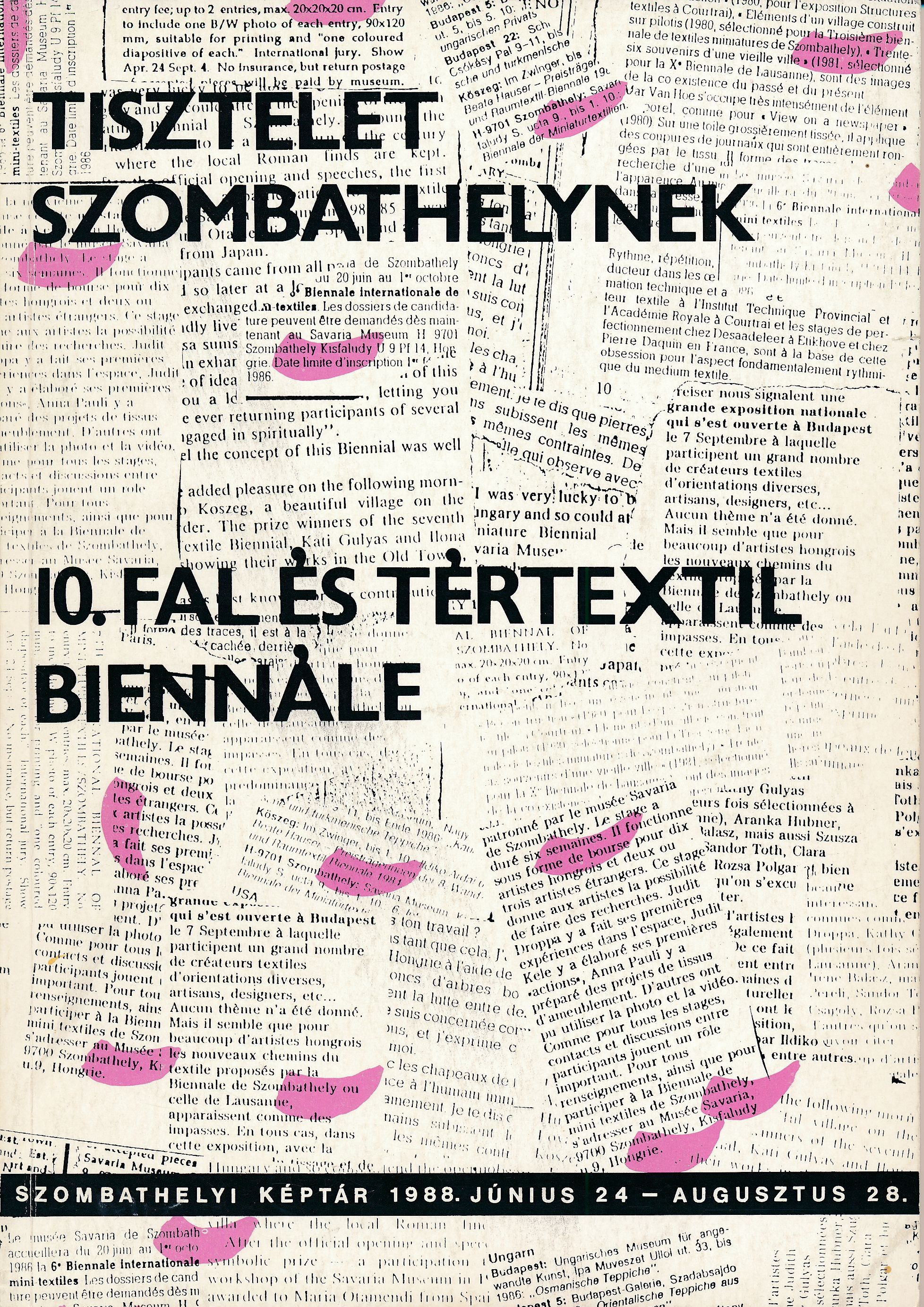 X. Fal- és Tértextil Biennálé Szombathelyi Képtár 1988 (Design DigiTár – Iparművészeti archívum CC BY-NC-SA)