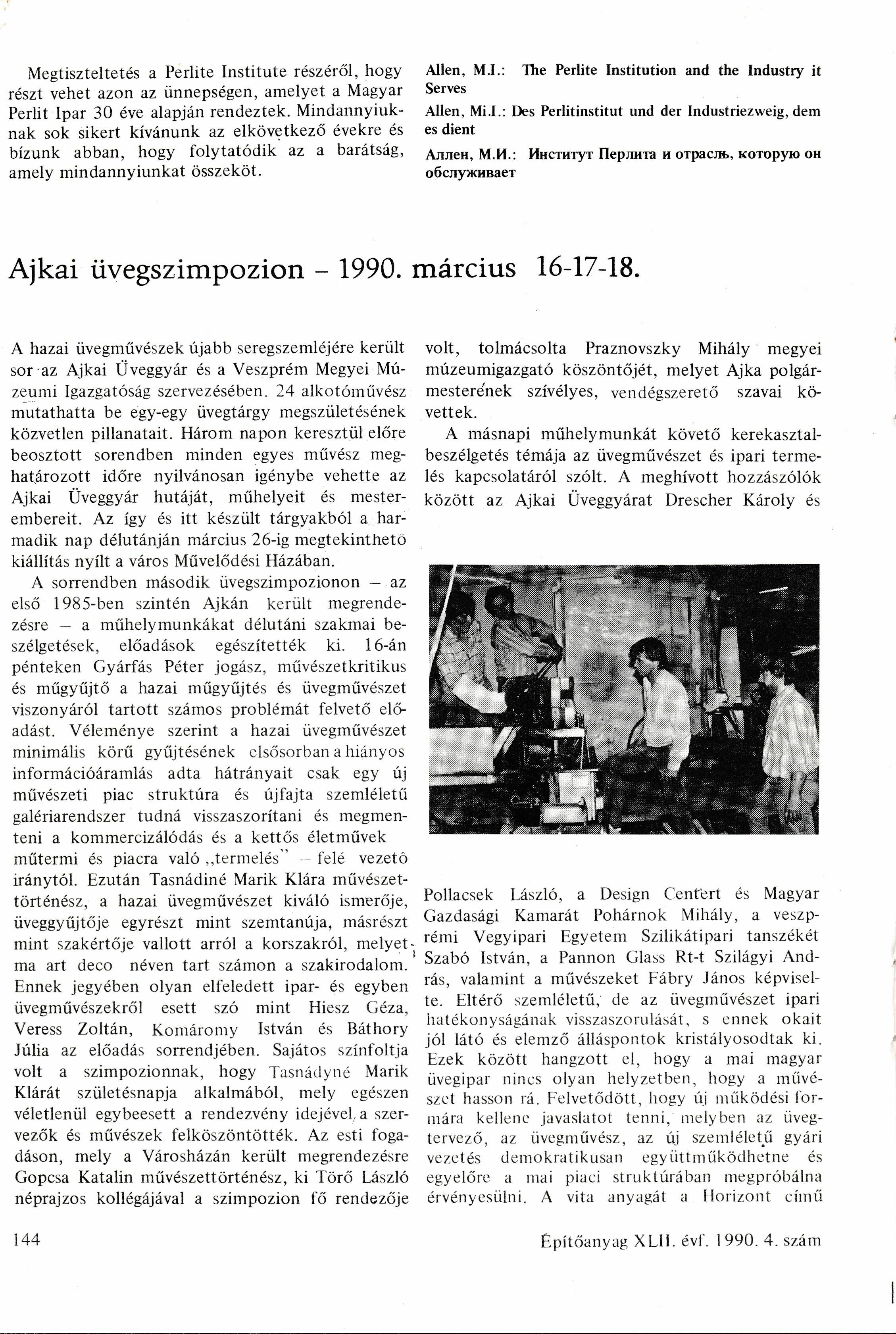 Ajkai üvegszimpozion 1990. március 16-17-18. (Design DigiTár – Iparművészeti archívum CC BY-NC-SA)