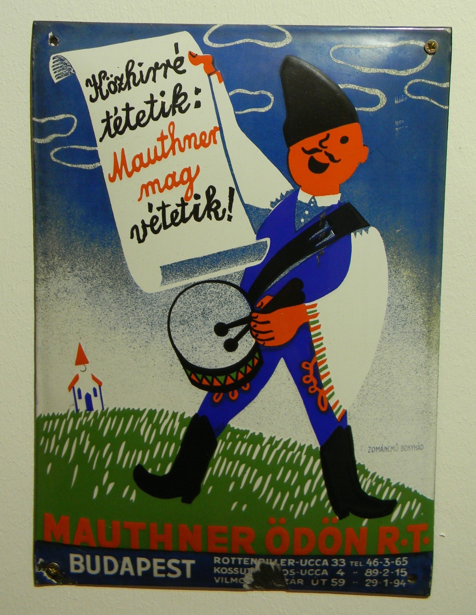 Mauthner mag reklámtábla (Magyar Kereskedelmi és Vendéglátóipari Múzeum CC BY-NC-SA)