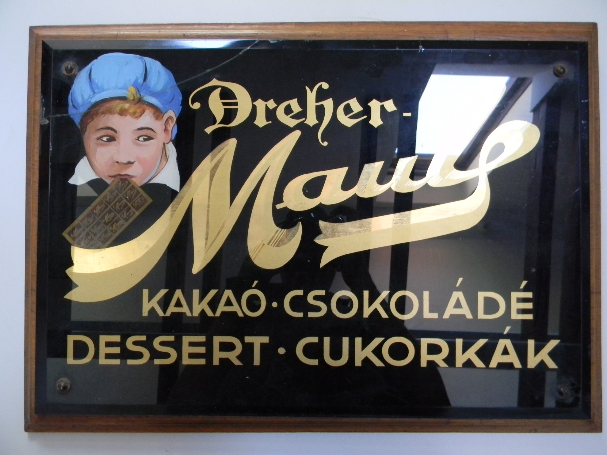 Dreher Maul kakaó csokoládé dessert cukorka reklámtábla (Magyar Kereskedelmi és Vendéglátóipari Múzeum CC BY-NC-SA)