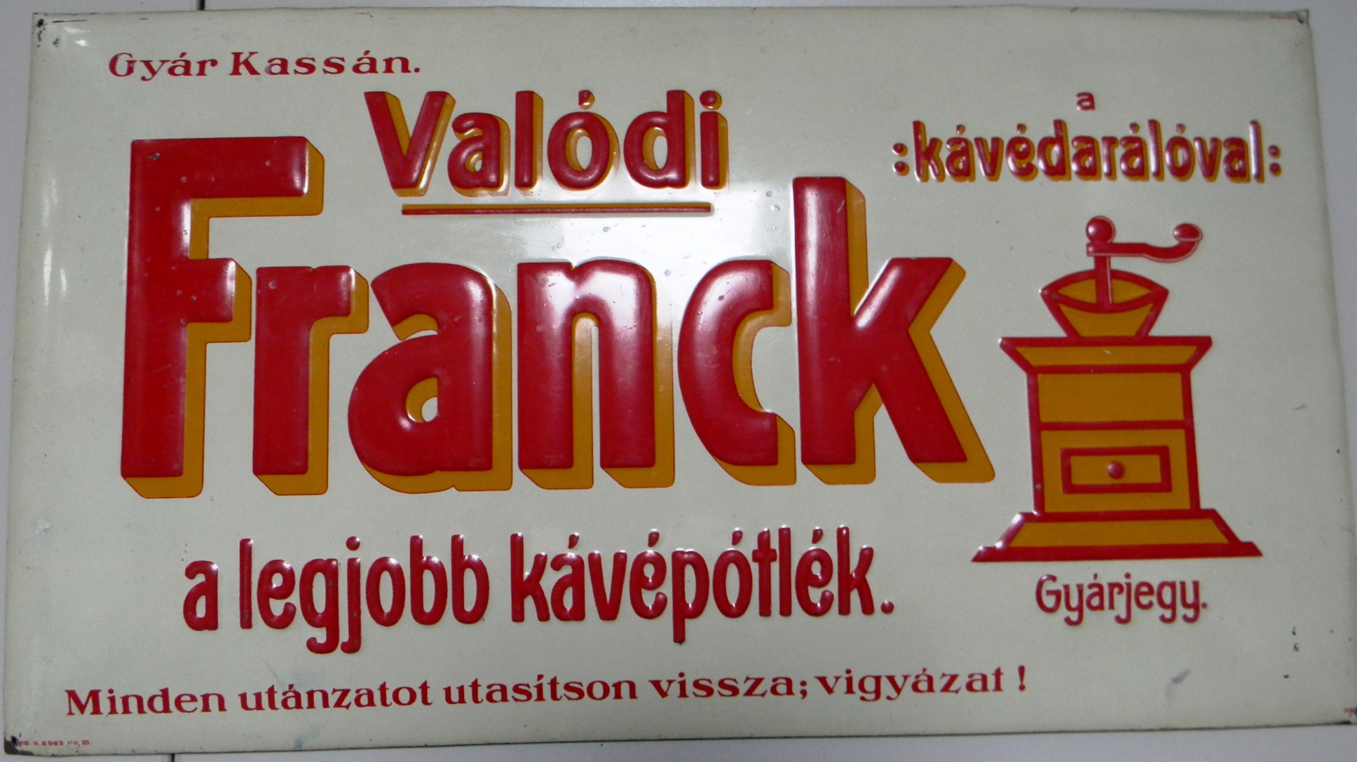 Franck pótkávé reklámtábla (Magyar Kereskedelmi és Vendéglátóipari Múzeum CC BY-NC-SA)
