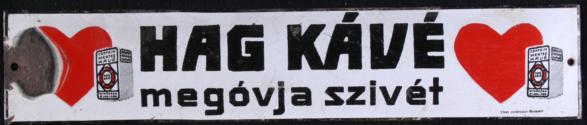 reklámtábla, Hag kávé (Magyar Kereskedelmi és Vendéglátóipari Múzeum CC BY-NC-SA)