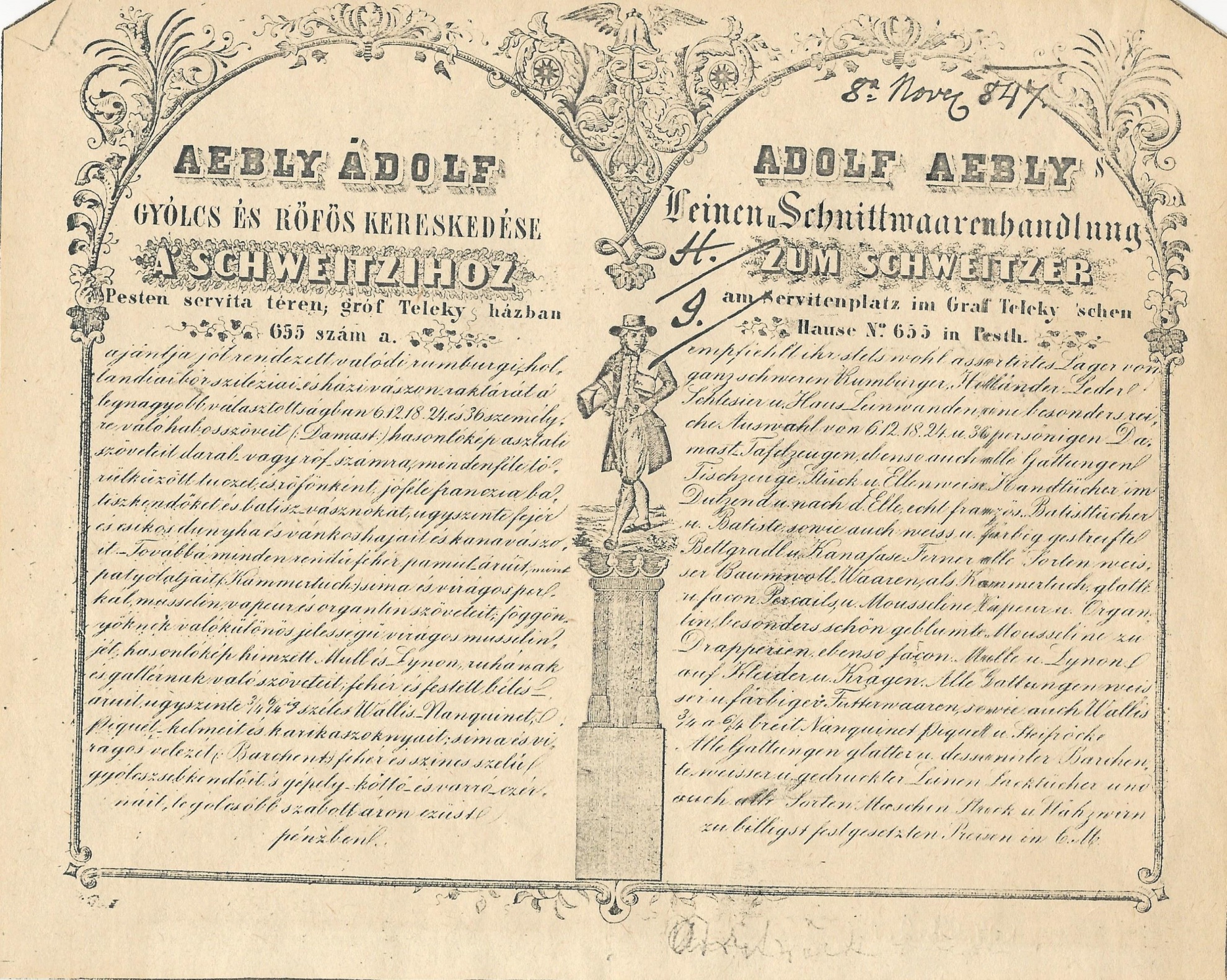 Aebly Adolf számla (Magyar Kereskedelmi és Vendéglátóipari Múzeum CC BY-NC-SA)