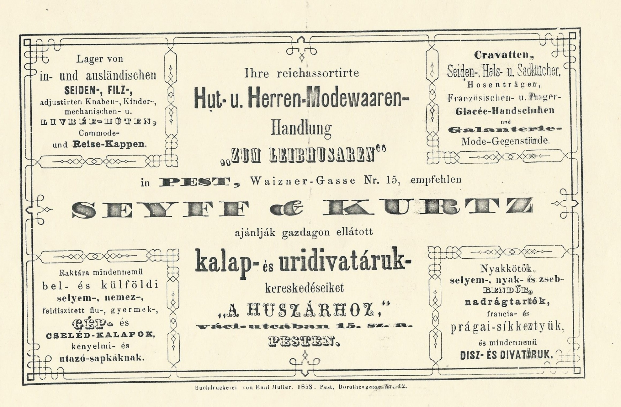 Seyff és Kurtz számla (Magyar Kereskedelmi és Vendéglátóipari Múzeum CC BY-NC-SA)