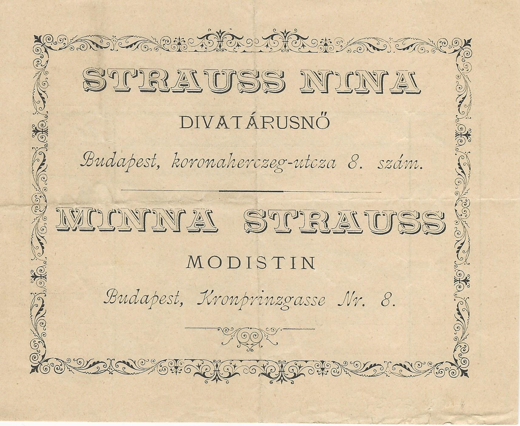 Strauss Nina számla (Magyar Kereskedelmi és Vendéglátóipari Múzeum CC BY-NC-SA)