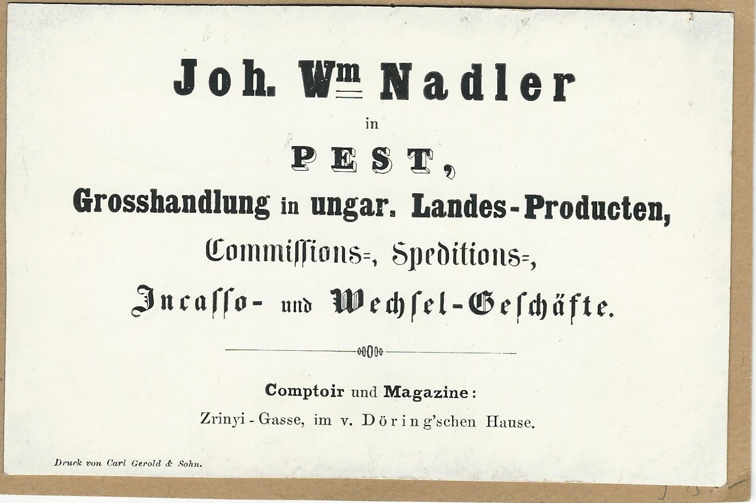 Nadler János reklámlap (Magyar Kereskedelmi és Vendéglátóipari Múzeum CC BY-NC-SA)