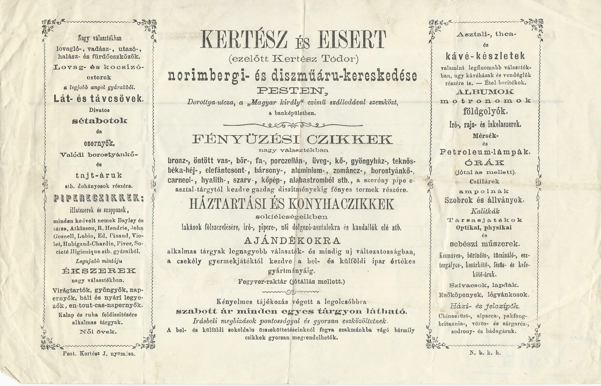 Kertész és Eisert számla (Magyar Kereskedelmi és Vendéglátóipari Múzeum CC BY-NC-SA)