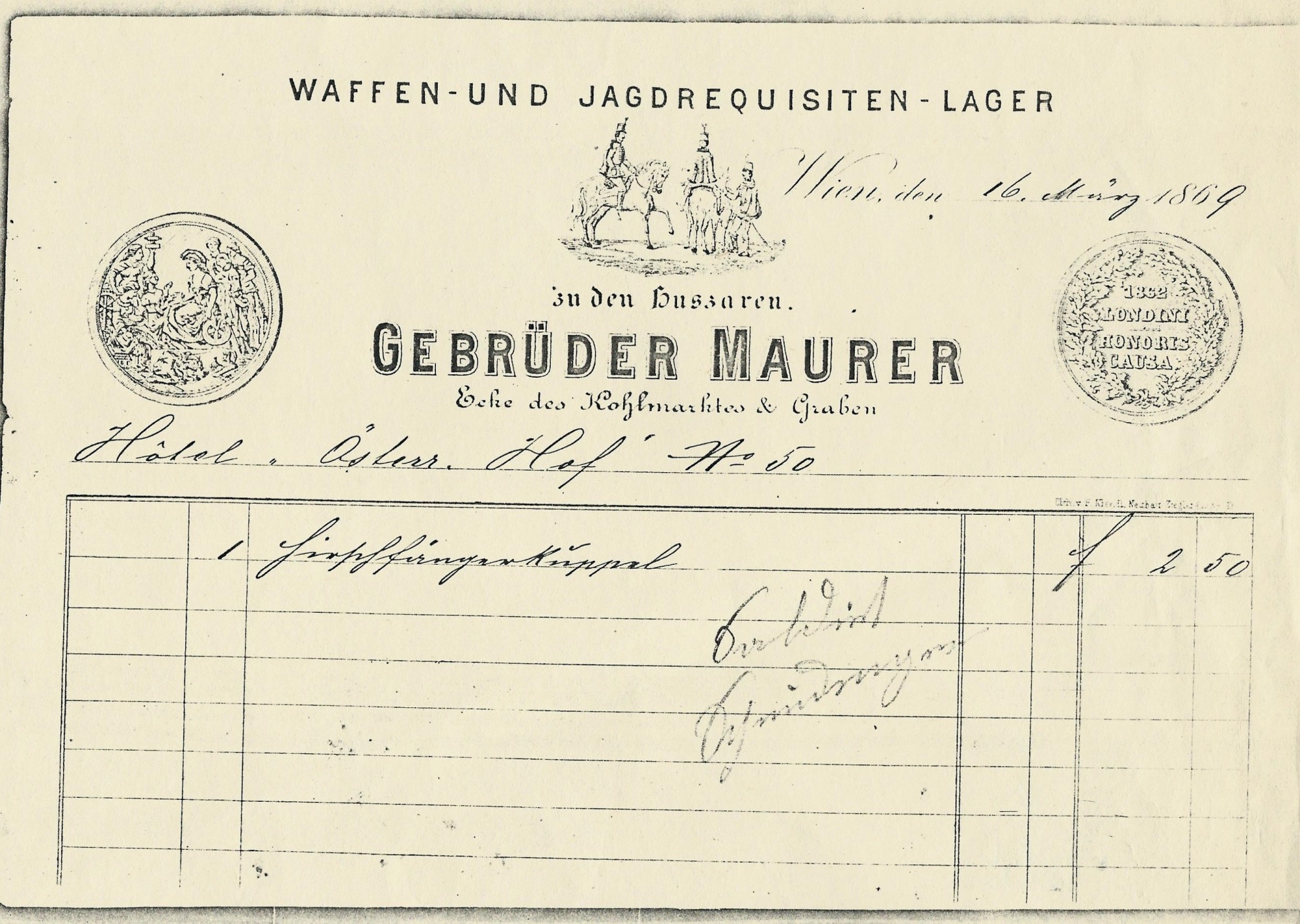 Maurer Testvérek számla (Magyar Kereskedelmi és Vendéglátóipari Múzeum CC BY-NC-SA)