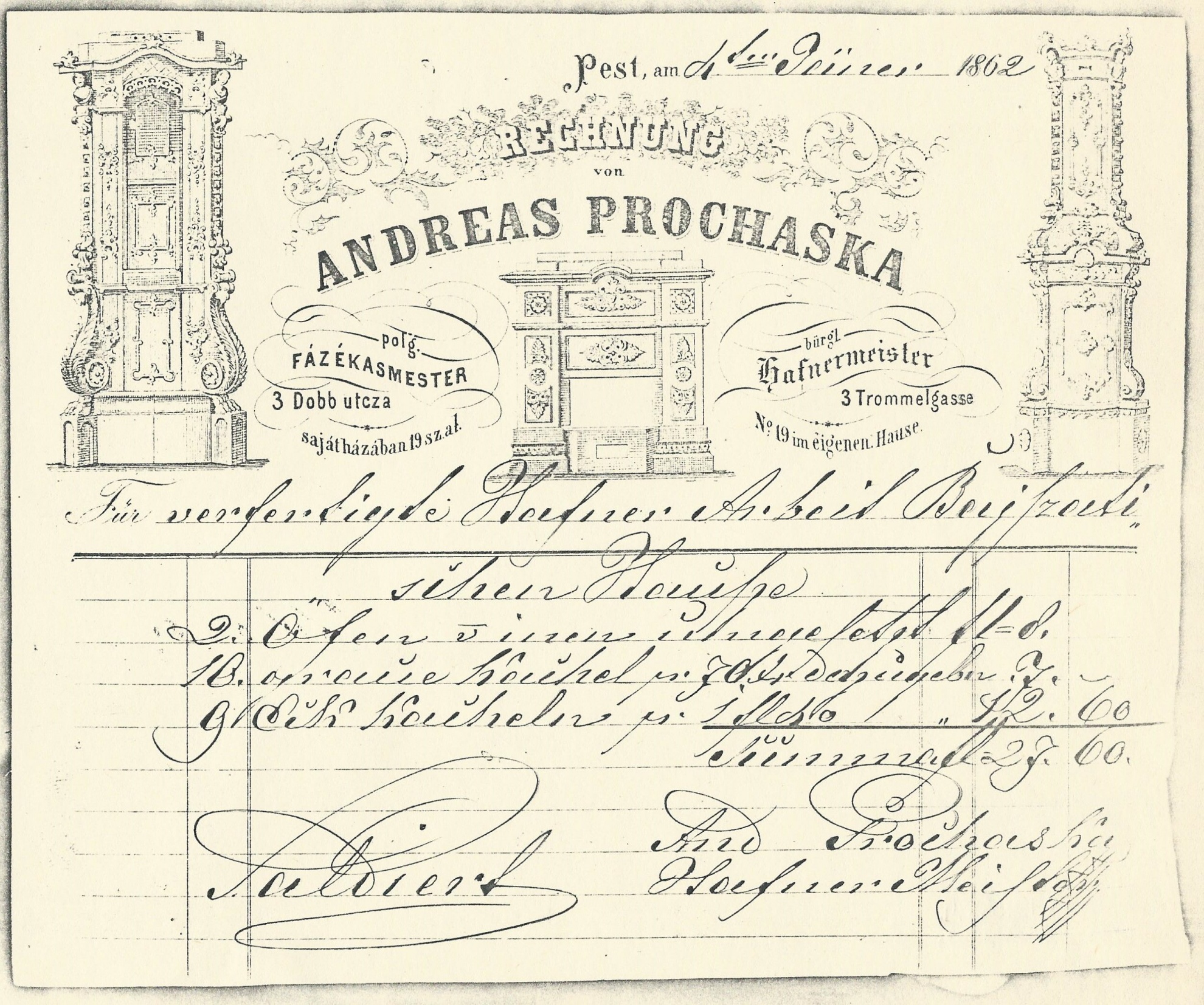 Prochaska András számla (Magyar Kereskedelmi és Vendéglátóipari Múzeum CC BY-NC-SA)
