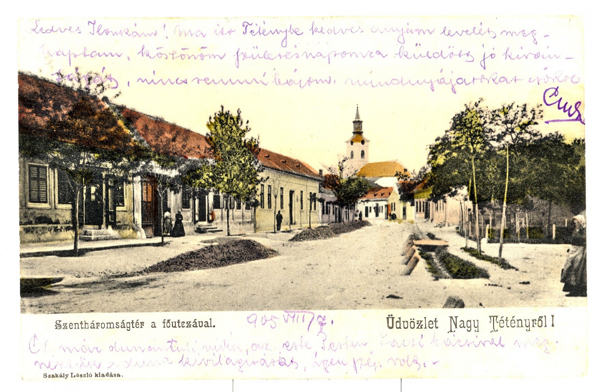 Régi képeslap, a Fő utca (Cziffra György Nagytétényi Kulturális Központ - Helytörténeti Gyűjtemény CC BY-NC-SA)