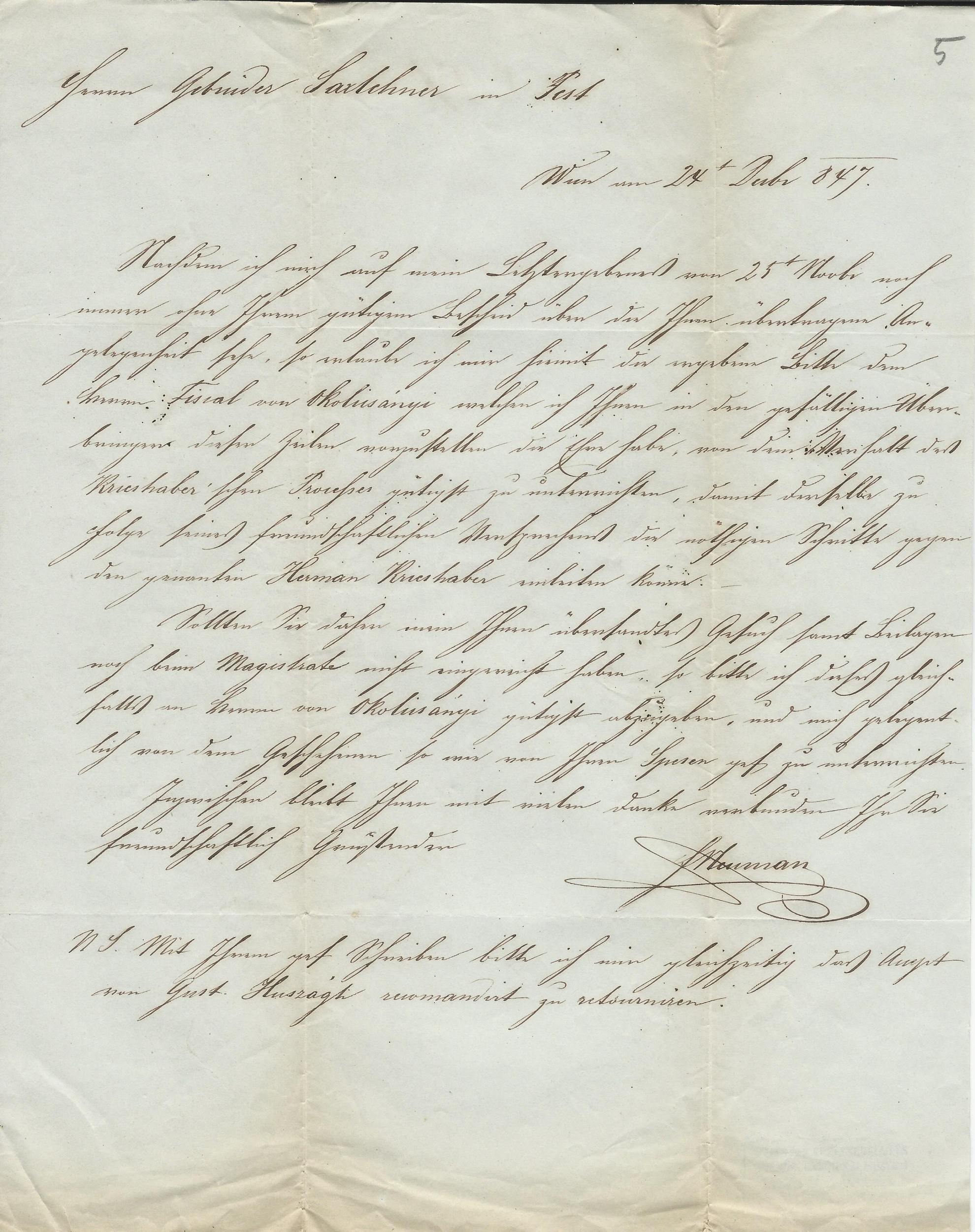 Neumann Ferenc levél (Magyar Kereskedelmi és Vendéglátóipari Múzeum CC BY-NC-SA)