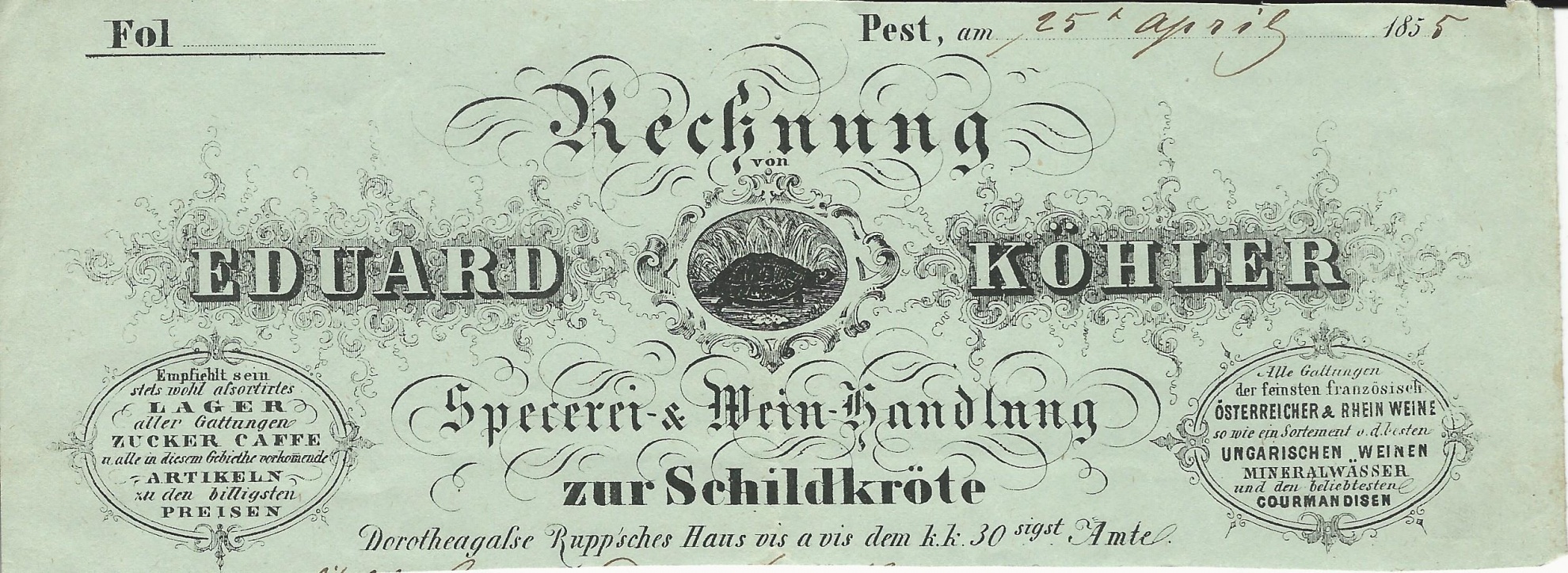 Köhler Eduárd számla (Magyar Kereskedelmi és Vendéglátóipari Múzeum CC BY-NC-SA)