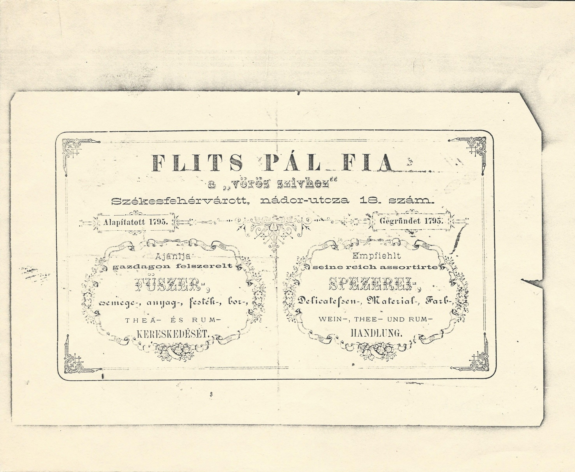 Flits Pál Fia számla (Magyar Kereskedelmi és Vendéglátóipari Múzeum CC BY-NC-SA)