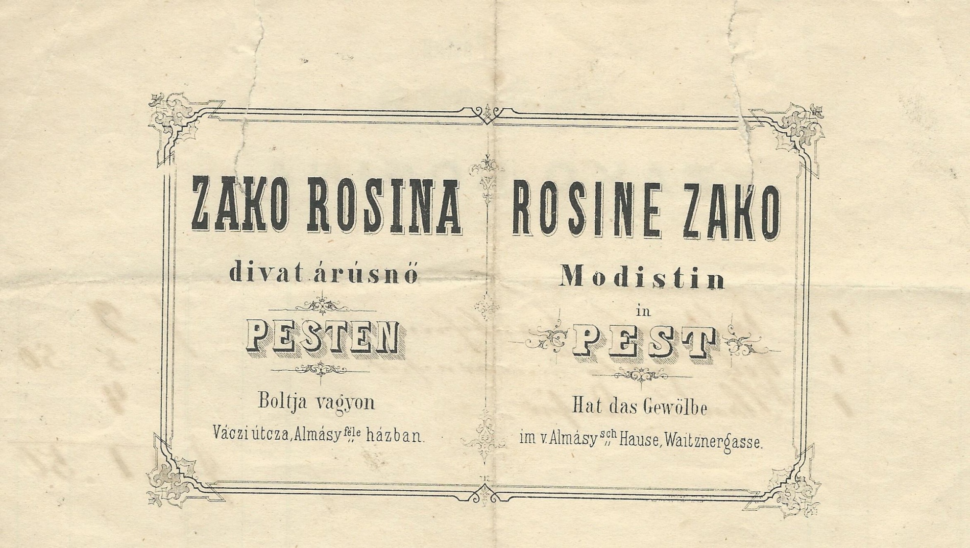 Zako Rosina számla (Magyar Kereskedelmi és Vendéglátóipari Múzeum CC BY-NC-SA)