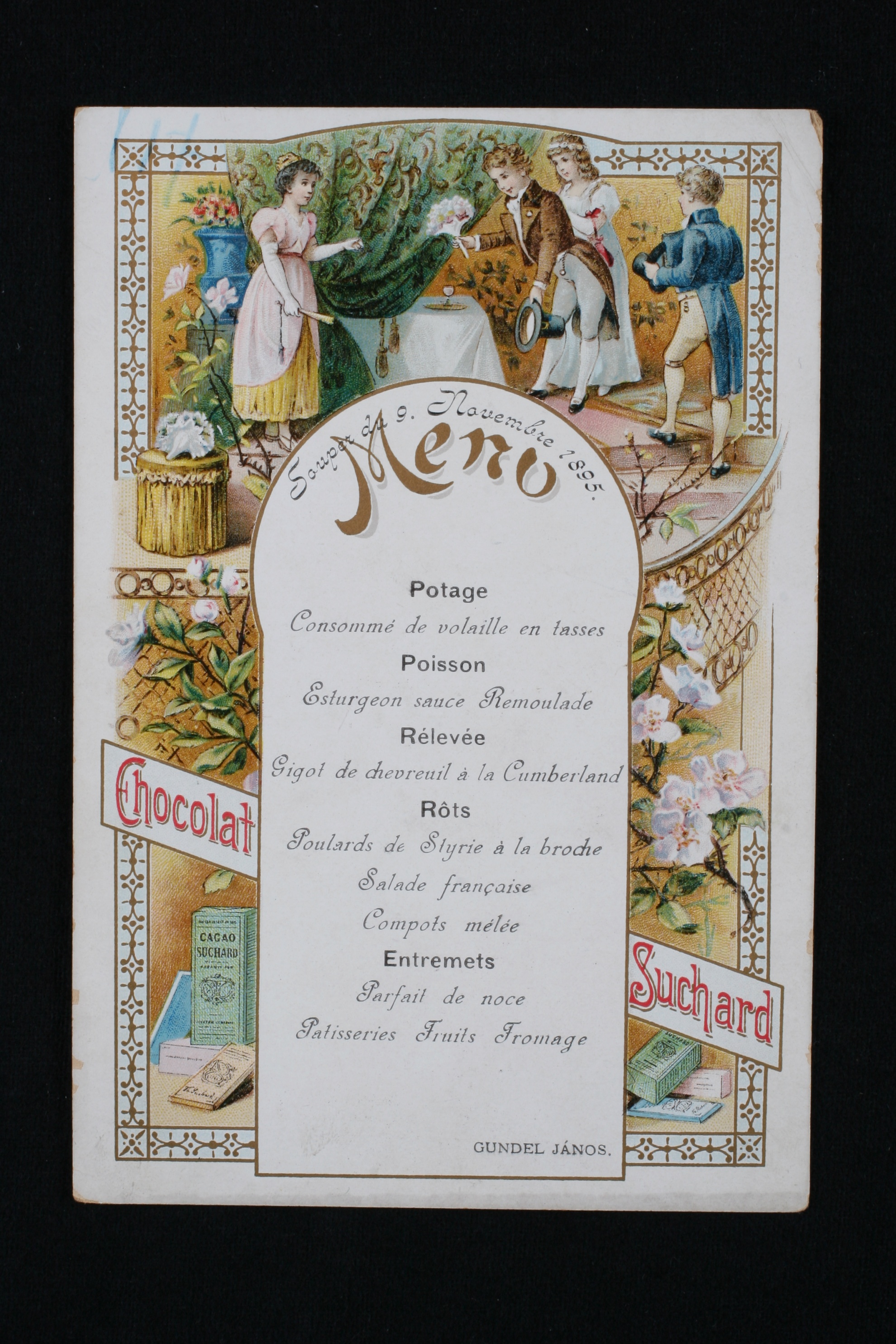 menu card, János Gundel (Magyar Kereskedelmi és Vendéglátóipari Múzeum CC BY-NC-SA)