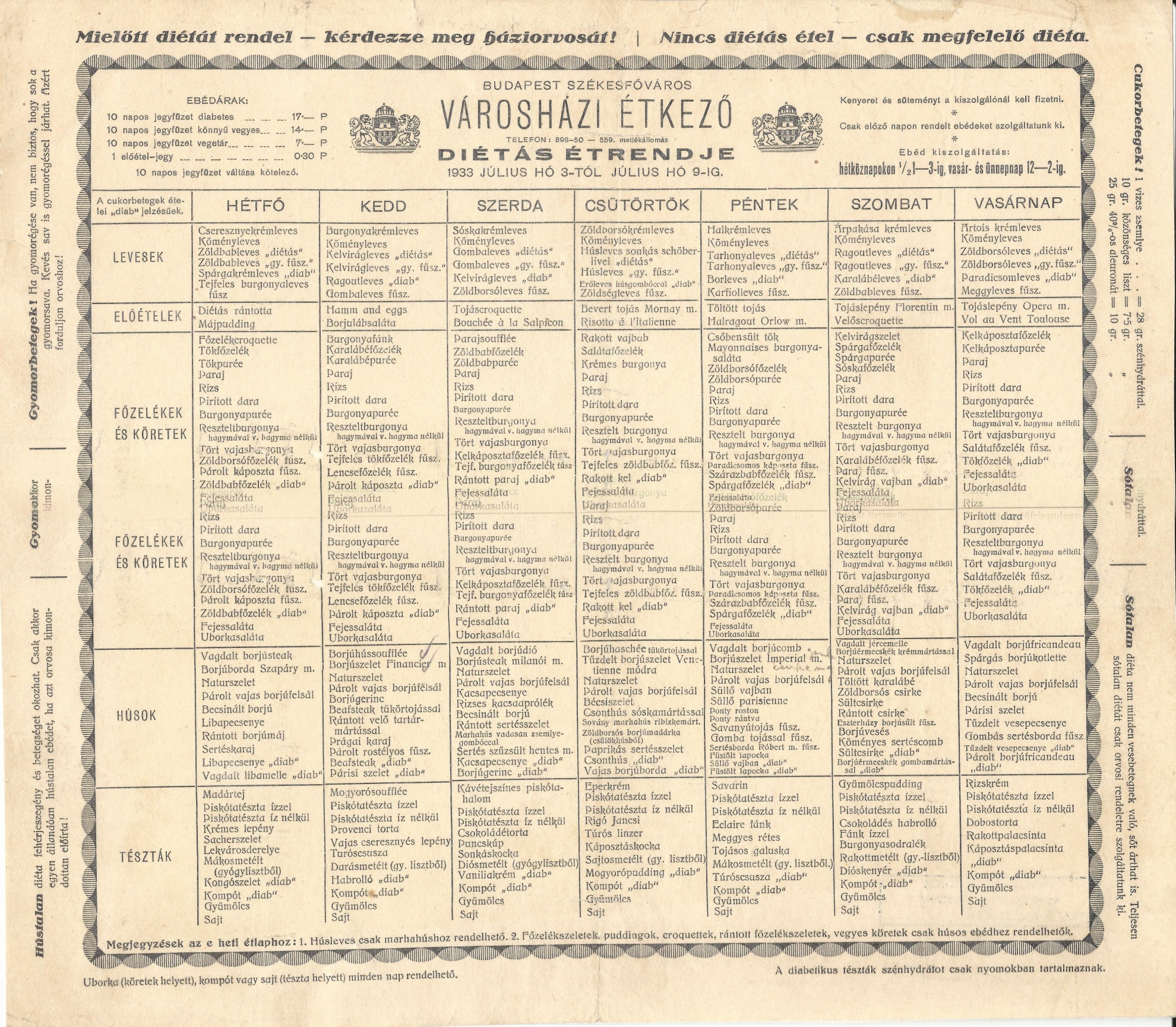 menu (Magyar Kereskedelmi és Vendéglátóipari Múzeum CC BY-NC-SA)