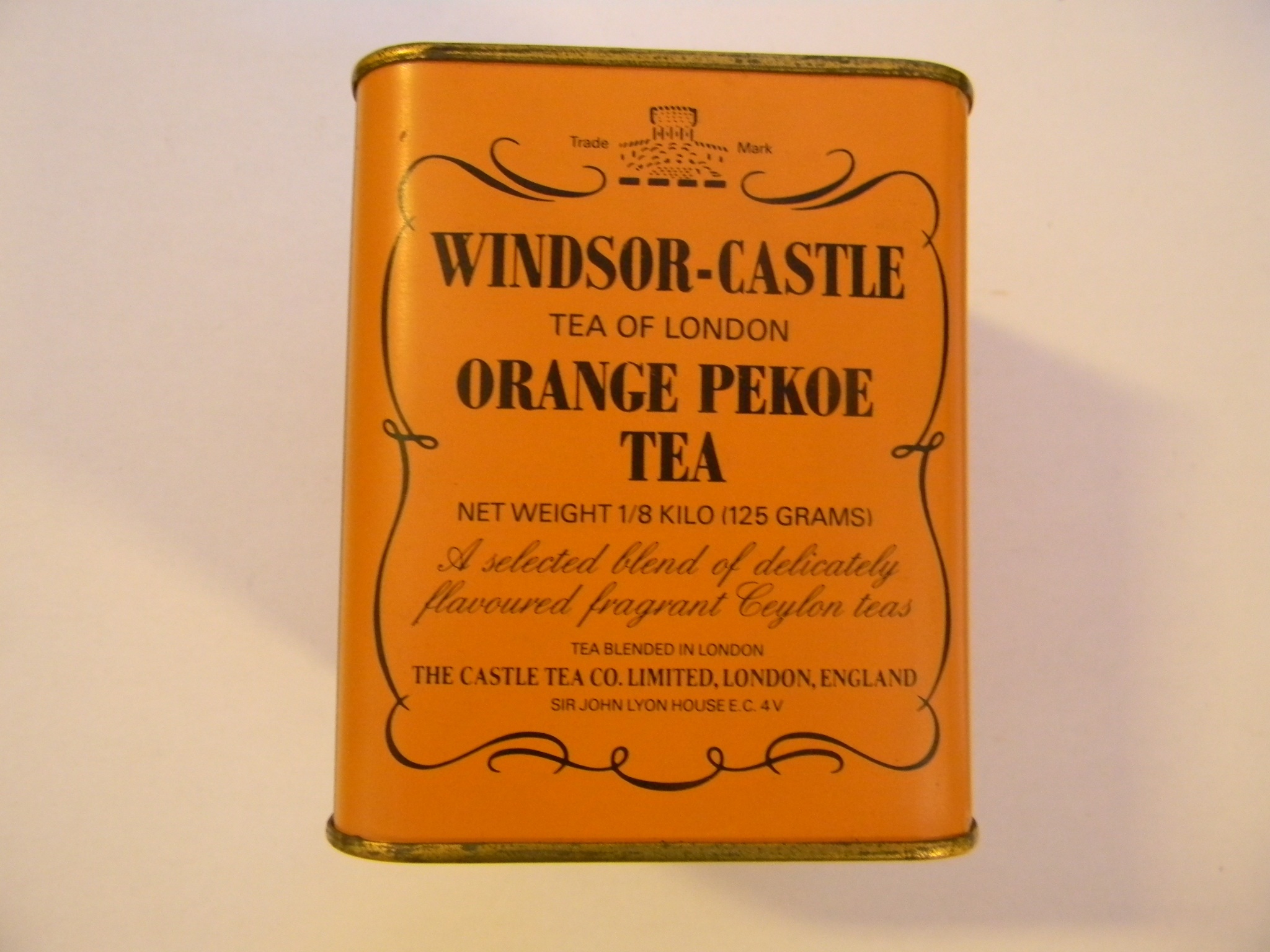 Windsor Castle Orange Pekoe teás doboz (Magyar Kereskedelmi és Vendéglátóipari Múzeum CC BY-NC-SA)