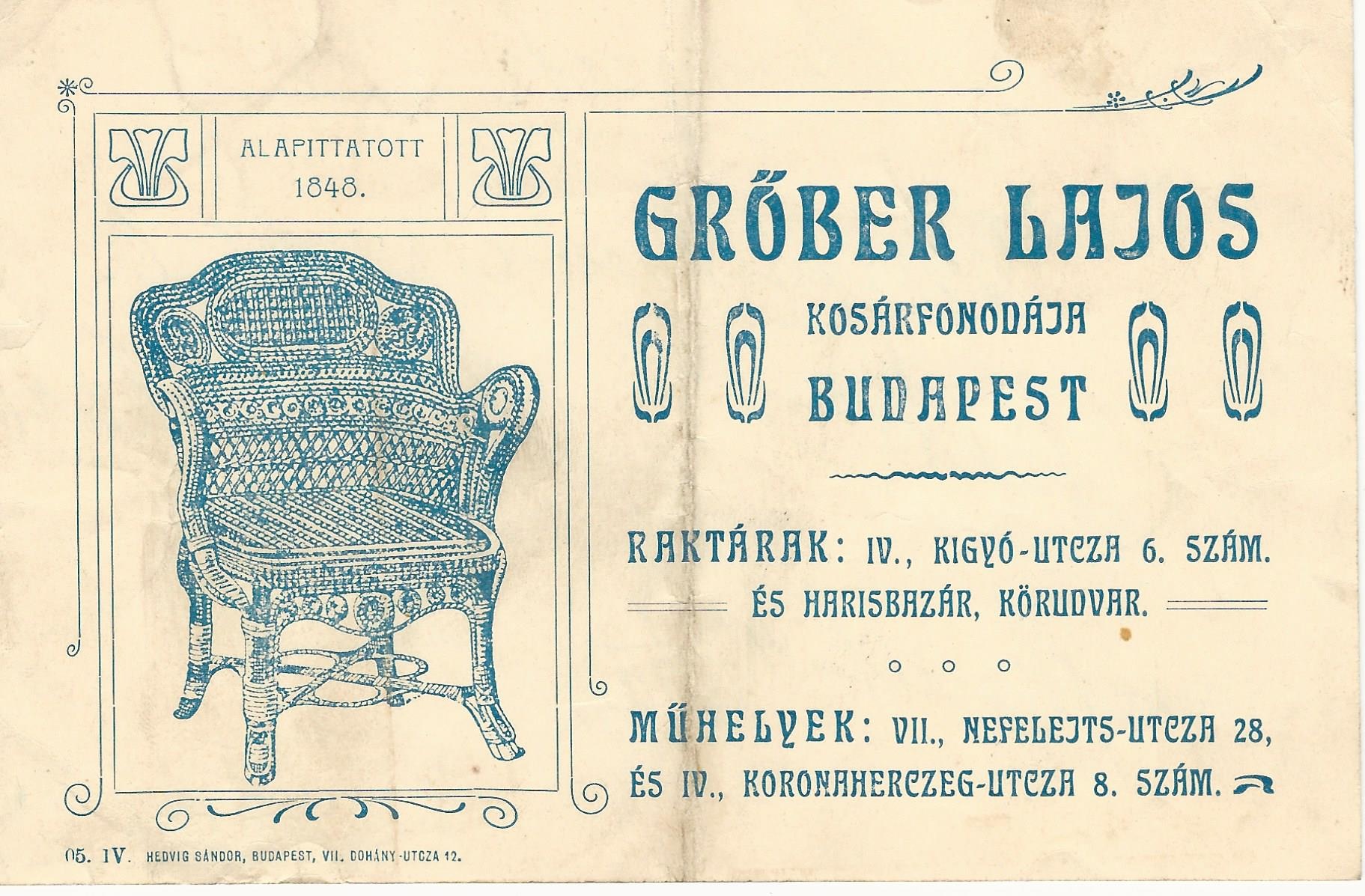 Grőber Lajos számla (Magyar Kereskedelmi és Vendéglátóipari Múzeum CC BY-NC-SA)