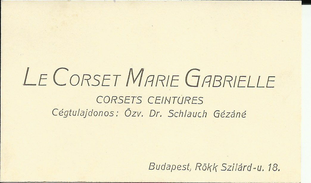 Mária Gabriella névjegy (számla) (Magyar Kereskedelmi és Vendéglátóipari Múzeum CC BY-NC-SA)