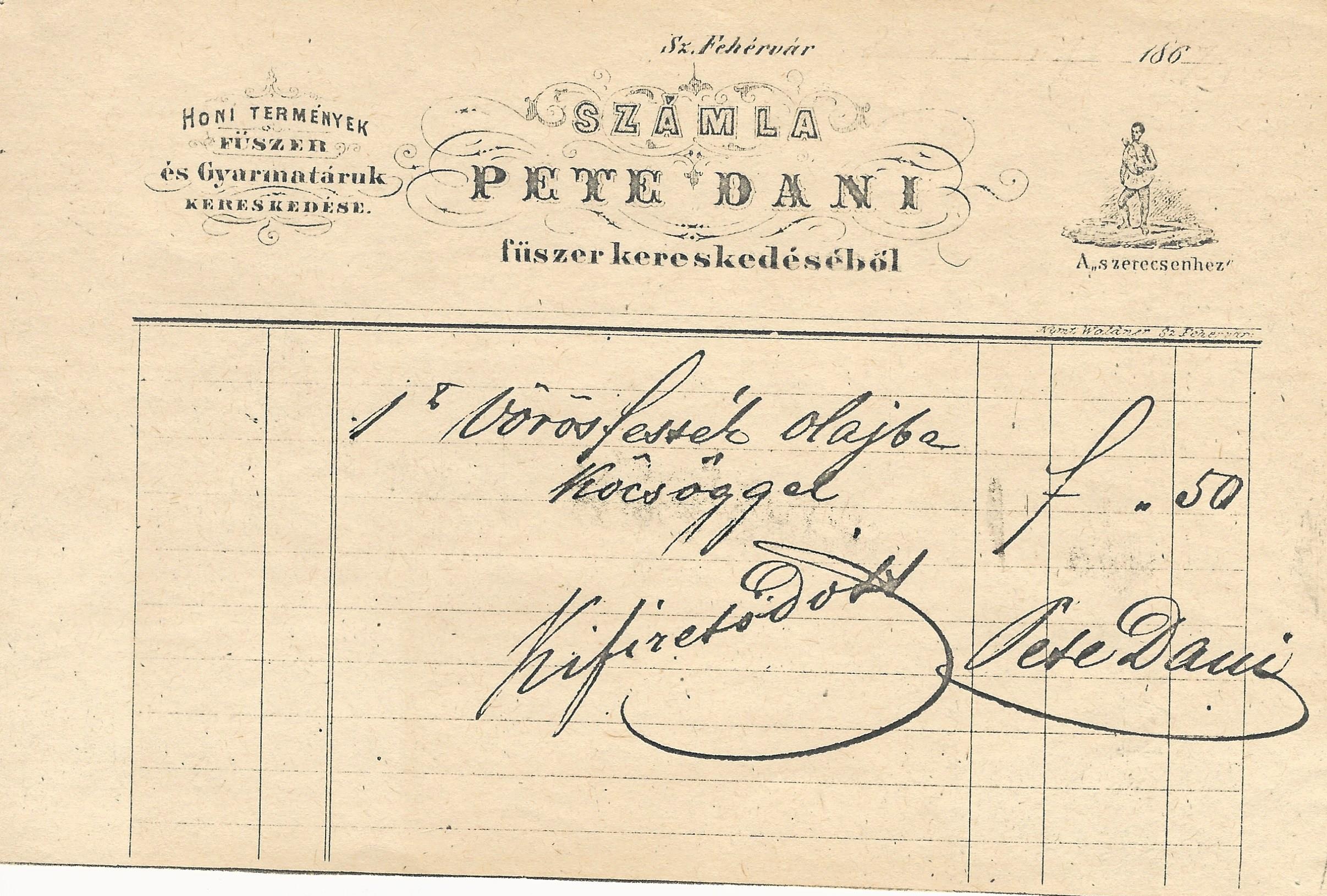 Pete Dani számla (Magyar Kereskedelmi és Vendéglátóipari Múzeum CC BY-NC-SA)
