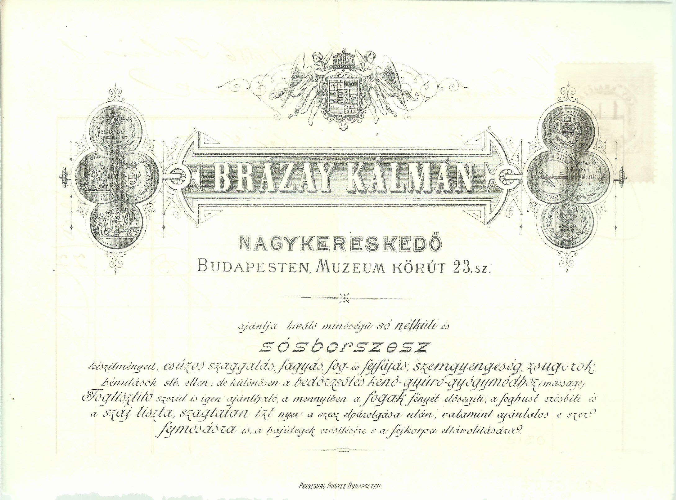 Brázay Kálmán számla (Magyar Kereskedelmi és Vendéglátóipari Múzeum CC BY-NC-SA)