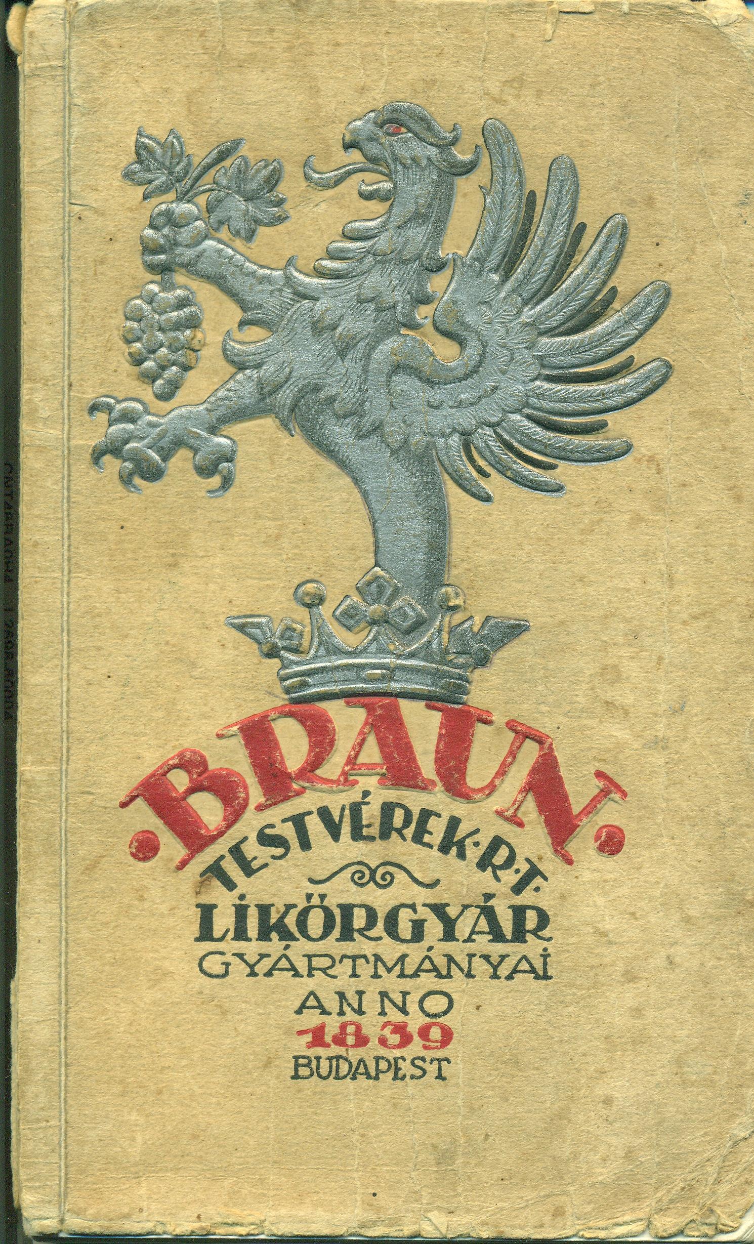 Braun Testvérek árjegyzéke (Magyar Kereskedelmi és Vendéglátóipari Múzeum CC BY-NC-SA)