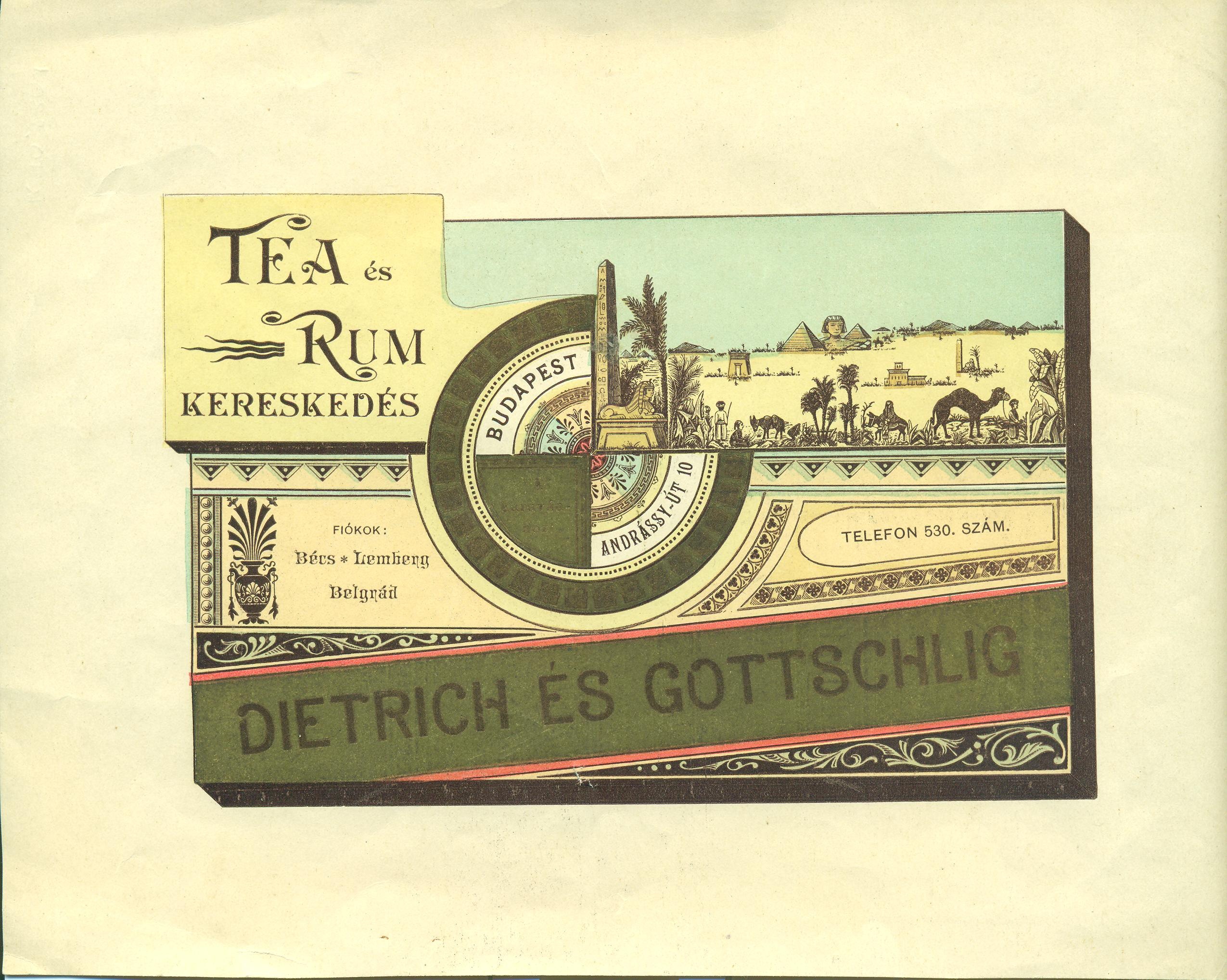 Dietrich és Gottschlig reklámlap (Magyar Kereskedelmi és Vendéglátóipari Múzeum CC BY-NC-SA)