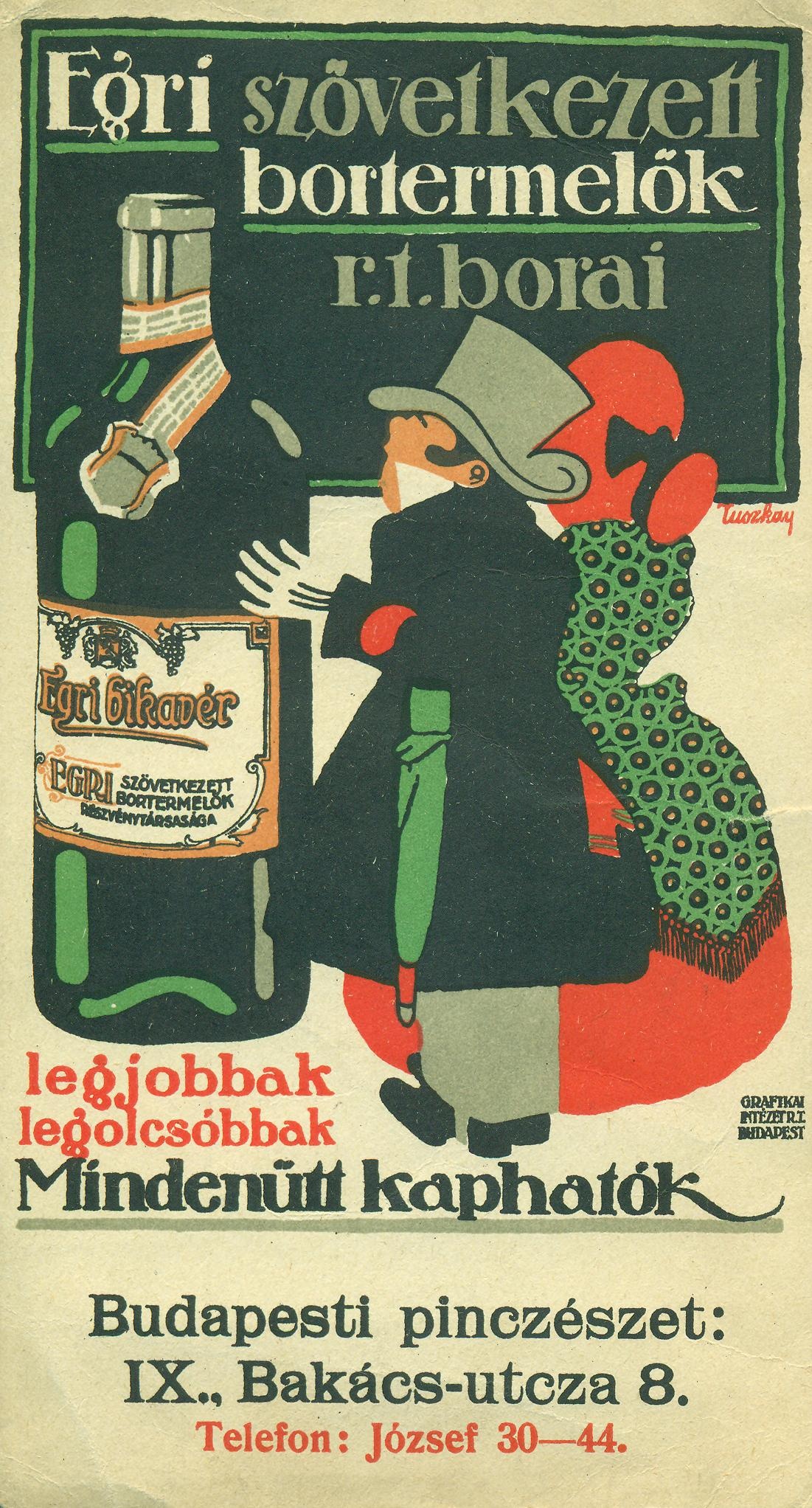 Egri Szövetkezett Bortermelők Rt. reklám árlapja (Magyar Kereskedelmi és Vendéglátóipari Múzeum CC BY-NC-SA)