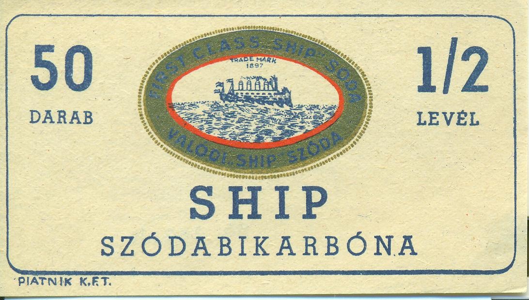 Ship szódabikarbóna címkéje (Magyar Kereskedelmi és Vendéglátóipari Múzeum CC BY-NC-SA)