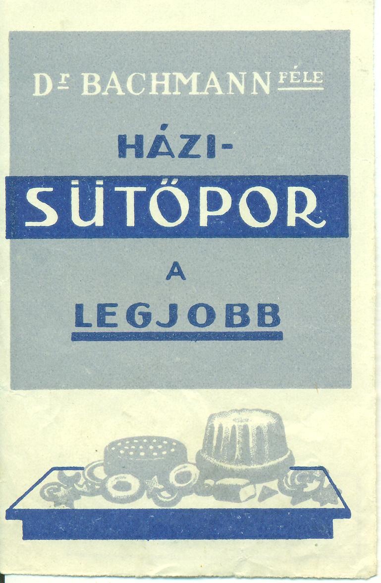 Dr. Bachmann sütőpor címkéje (Magyar Kereskedelmi és Vendéglátóipari Múzeum CC BY-NC-SA)