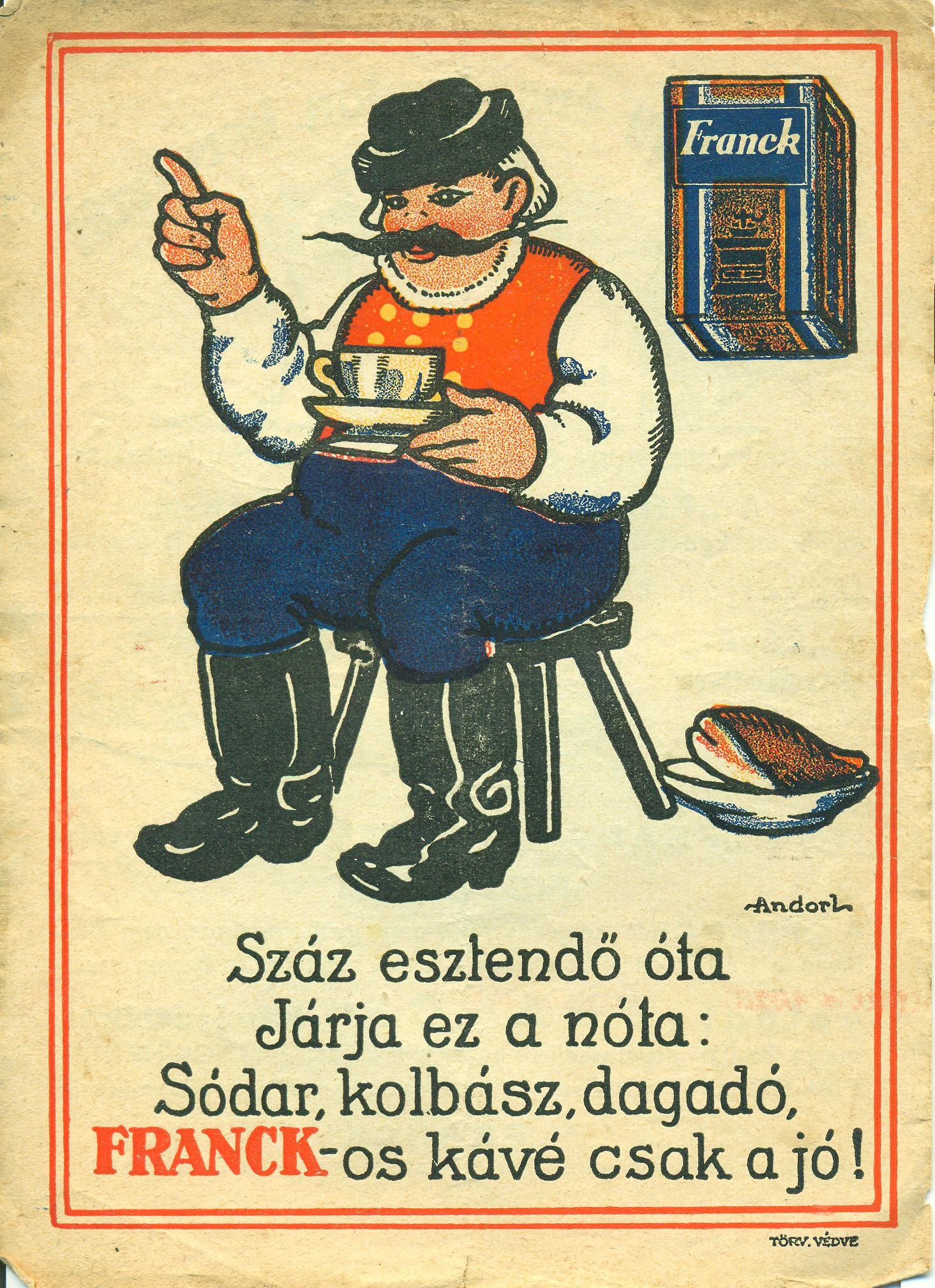 Franck kávé reklámlap (Magyar Kereskedelmi és Vendéglátóipari Múzeum CC BY-NC-SA)