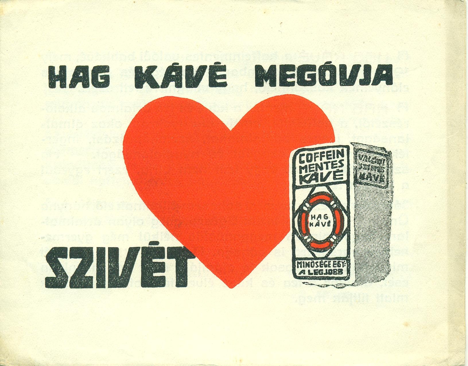 Hag kávé reklámkiadványa (Magyar Kereskedelmi és Vendéglátóipari Múzeum CC BY-NC-SA)