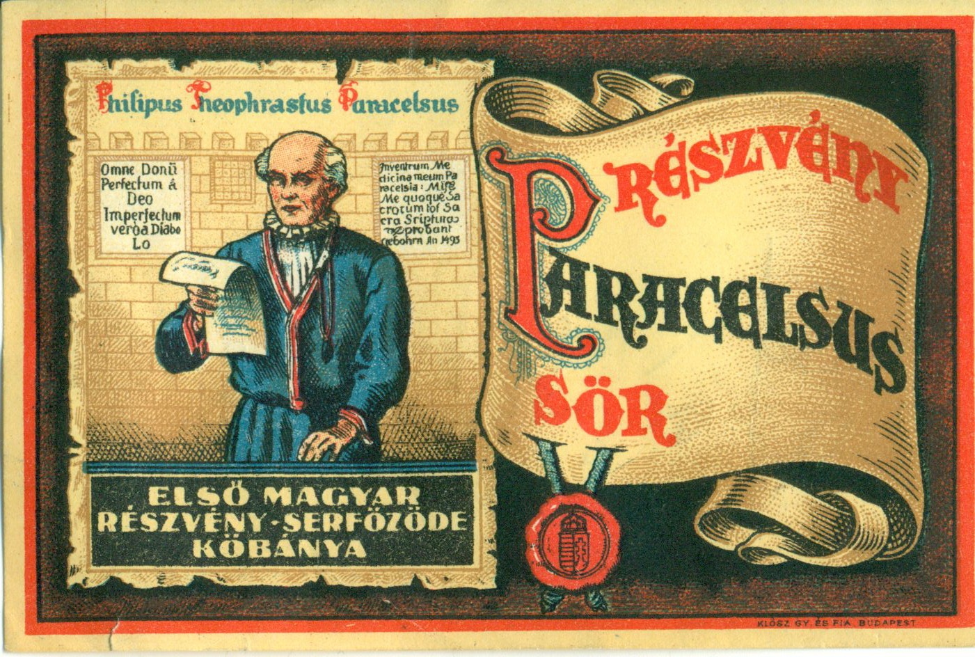 Paracelsus sör (Magyar Kereskedelmi és Vendéglátóipari Múzeum CC BY-NC-SA)