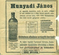 Hunyadi János keserűvíz reklámlapja