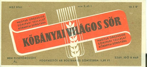 Kőbányai világos sör (Magyar Kereskedelmi és Vendéglátóipari Múzeum CC BY-NC-SA)