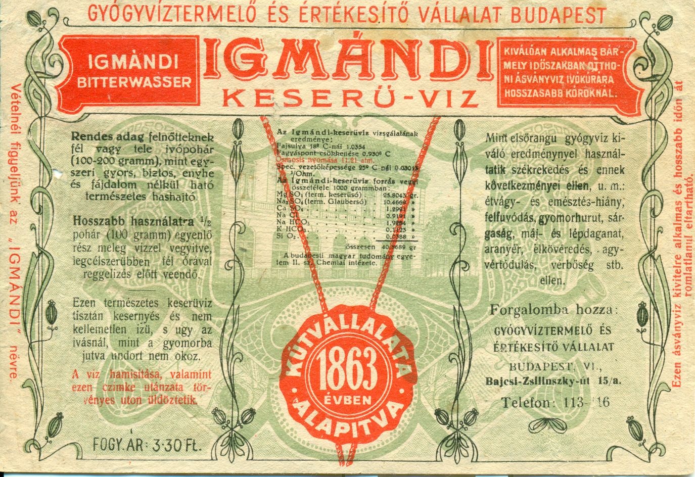Igmándi víz (Magyar Kereskedelmi és Vendéglátóipari Múzeum CC BY-NC-SA)