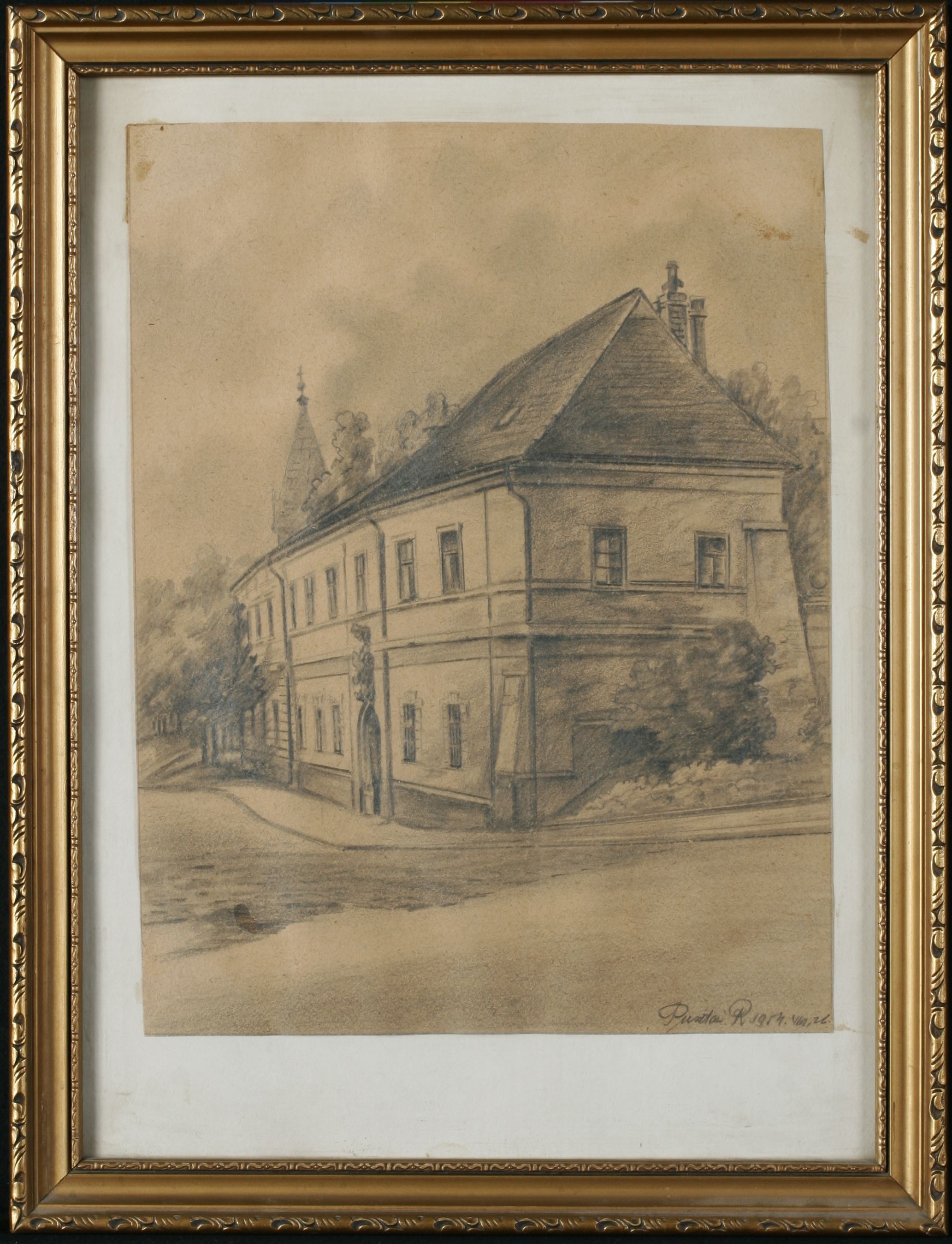 Pécsi utcakép, emeletes házzal (Magyar Kereskedelmi és Vendéglátóipari Múzeum CC BY-NC-SA)